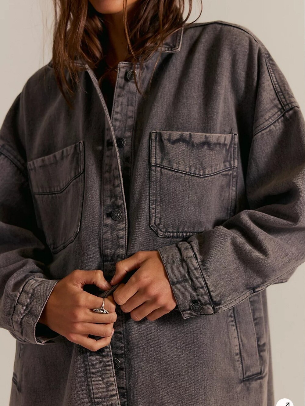 Free People We The Free Madison City Denim Jacket Women's Medium Washed Black - Picture 3 of 11